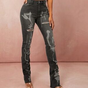 High Waist Graphic Jeans